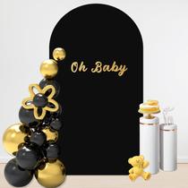 Capa de fundo em arco JCJ Chiara Black de 6 pés para festa de casamento