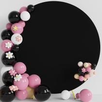 Capa de fundo redonda Putros Black Polyester 2,2 m para casamento