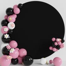 Capa de fundo redonda Putros Black Polyester 2m para casamento