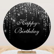 Capa de fundo redonda ZJRBJB Black Silver Glitter 220cm