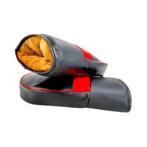 Capa De Guidão De Motocicleta Impermeável De Inverno Em PU, Luvas Quentes À Prova De Vento Com Faixa Capa De Guidão De Motocicleta Impermeável De Inverno Em PU, Luvas Quentes À Prova De Vento Com Faixa