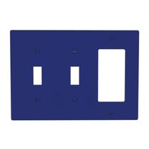 Capa de Interruptor Combinada Azul para 3 Módulos, 2 Interruptores Tipo Alavanca e 1 Abertura GFCI/Decorativa