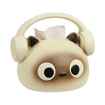 Capa de lenços de cerâmica Cute Siamese Cat com fones de ouvido