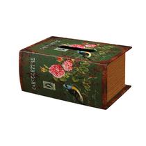 Capa de lenços de papel de madeira estilo livro vintage 800g 22x14,5x10cm Capa de lenços de papel de madeira estilo livro vintage 800g 22x14,5x10cm