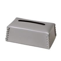 Capa de lenços de papel em couro PU cinza moderno costurada à mão