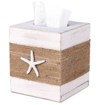 Capa de lenços de papel SOMTO Beach Rustic White Wood Square