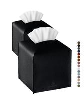 Capa de lenços Jeethemy Square PU Leather Double Black