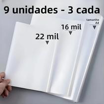 Capa De Livro Impermeável Em PVC 9 Peças Durável A4 16K 22K Protetor De Material De Escritório E
