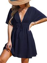 Capa de maiô CUPSHE, decote profundo, tamanho azul, tamanho GG, feminino Capa de maiô CUPSHE, decote profundo, tamanho azul, tamanho GG, feminino