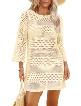 Capa de maiô SAMPEEL Beach Vestido de crochê bege