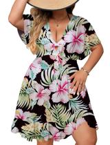 Capa de maiô SWOMOG Plus Size feminina com decote em V em chiffon Capa de maiô SWOMOG Plus Size feminina com decote em V em chiffon