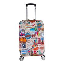 Capa de Mala Viagem Estampada Suplex Protetora Bagagem Selos Capa de Mala Viagem Estampada Suplex Protetora Bagagem Selos