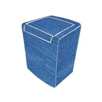 Capa De Máquina De Lavar P Azul Jeans Com Zíper Forrada Capa De Máquina De Lavar P Azul Jeans Com Zíper Forrada