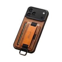 Capa De material sintético Para iPhone Com Alça De Pulso, Fivela E Suporte Para Cartões Para 17 pro Max