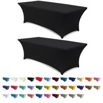 Capa de mesa ABCCANOPY Black Spandex de 6 pés para mesa retangular