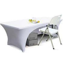Capa de mesa ABCCANOPY Spandex 6 pés com encosto aberto, retângulo branco