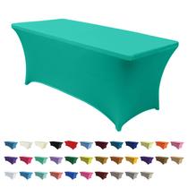Capa de mesa ABCCANOPY Stretch Fitted em poliéster turquesa de 6 pés