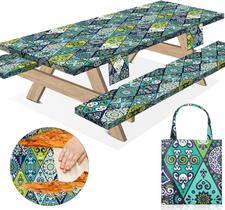 Capa de mesa de piquenique MemKiya de 8 pés com capas de bancada à prova d'água