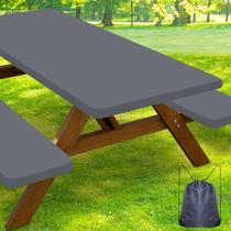 Capa de mesa de piquenique Smiry Waterproof para cinza retangular de 6 pés