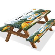 Capa de mesa de piquenique Xguatan Happy Camping impermeável, 3 peças
