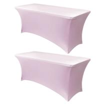 Capa de mesa, elastano elástico, 6 pés, rosa claro, 2 peças