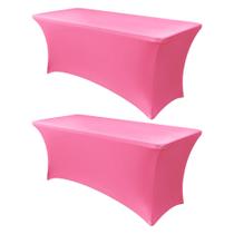 Capa de mesa, elastano elástico, 6 pés, rosa escuro, 2 peças