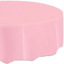 Capa de mesa exclusiva, linda, rosa, sólida, de plástico redondo 84 cm