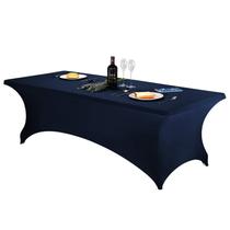 Capa de mesa FORLIFE Spandex de 8 pés para mesas retangulares, azul marinho