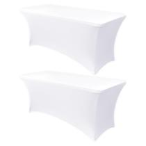 Capa de mesa Obstal Stretch Spandex, 6 pés, branca, pacote com 2 Capa de mesa Obstal Stretch Spandex, 6 pés, branca, pacote com 2
