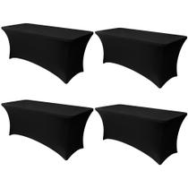 Capa de mesa Obstal Stretch Spandex 6 pés preta (pacote com 4)