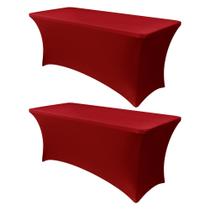Capa de mesa Obstal Stretch Spandex vermelha para mesa de 6 pés, pacote com 2 Capa de mesa Obstal Stretch Spandex vermelha para mesa de 6 pés, pacote com 2