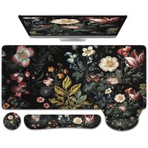 Capa de mesa para mouse pad floral iCasso 4 em 1 XXL com apoio de pulso Capa de mesa para mouse pad floral iCasso 4 em 1 XXL com apoio de pulso