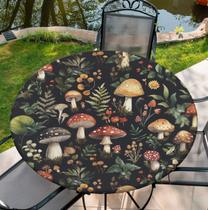 Capa de Mesa Redonda Ajustável com Elástico Yesad 91 cm Estampa de Cogumelos Capa de Mesa Redonda Ajustável com Elástico Yesad 91 cm Estampa de Cogumelos