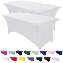 Capa de mesa SEPARO Spandex, 6 pés, branca, ajustada, pacote com 2
