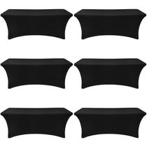 Capa de mesa SEPARO Spandex, pacote com 6 pés, toalha de mesa preta ajustada