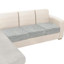 Capa de mobília Capa de almofada de sofá elástica de veludo NAISI de 3 peças cinza claro