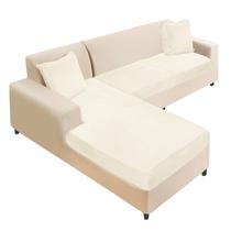 Capa de mobiliário NAISI L-Shape Velvet Sectional Couch Cover Cream Capa de mobiliário NAISI L-Shape Velvet Sectional Couch Cover Cream