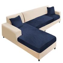 Capa de mobiliário NAISI L-Shape Velvet Slipcover Navy