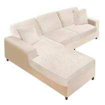 Capa de mobiliário NAISI Velvet, sofá secional em forma de L, 6 peças, bege