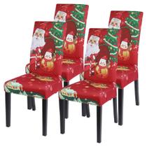 Capa de mobiliário SearchI Xmas Chair Caps, conjunto de 4 elastanos Capa de mobiliário SearchI Xmas Chair Caps, conjunto de 4 elastanos