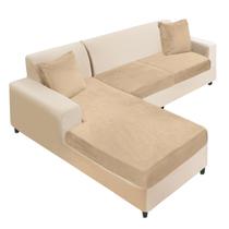 Capa de móveis NAISI L-Shape Velvet Couch Slipcover Camel