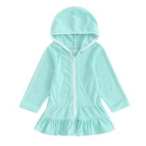 Capa de natação Mokoggiri Hooded Terry para meninas de 2 a 8 anos