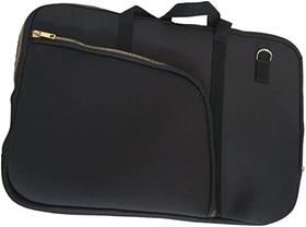 Capa de Neoprene Protetora para Notebook Preta 15,6" Bolso Alça de mão e Transversal Fechamento em Ziper Dourado
