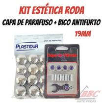 Capa de Parafuso Cromado17mm/19mm + Bico De Pneu Cromado Válvula Antifurto