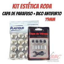 Capa de Parafuso Cromado17mm/19mm + Bico De Pneu Cromado Válvula Antifurto