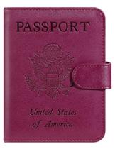 Capa de Passaporte em Couro Roxo com Bloqueio RFID Capa de Passaporte em Couro Roxo com Bloqueio RFID