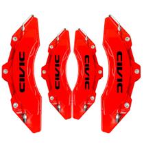 Capa de Pinça de Freio Civic Vermelho logo preto kit c/ 4 unid