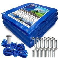 Capa de Piscina Azul CK300 9x3,5 Metros para Proteção Contra Sujeiras Poeira e Folhagens + Kit Instalação Capa de Piscina Azul CK300 9x3,5 Metros para Proteção Contra Sujeiras Poeira e Folhagens + Kit Instalação