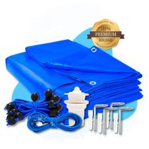 Capa de Piscina PVC 15 em 1 Proteção + Térmica Azul 8x4m - Shoplonas