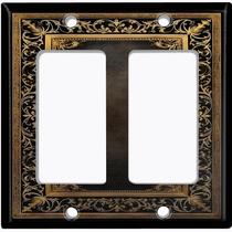Capa de placa para interruptor de luz em metal, 2 módulos, moldura floral Capa de placa para interruptor de luz em metal, 2 módulos, moldura floral